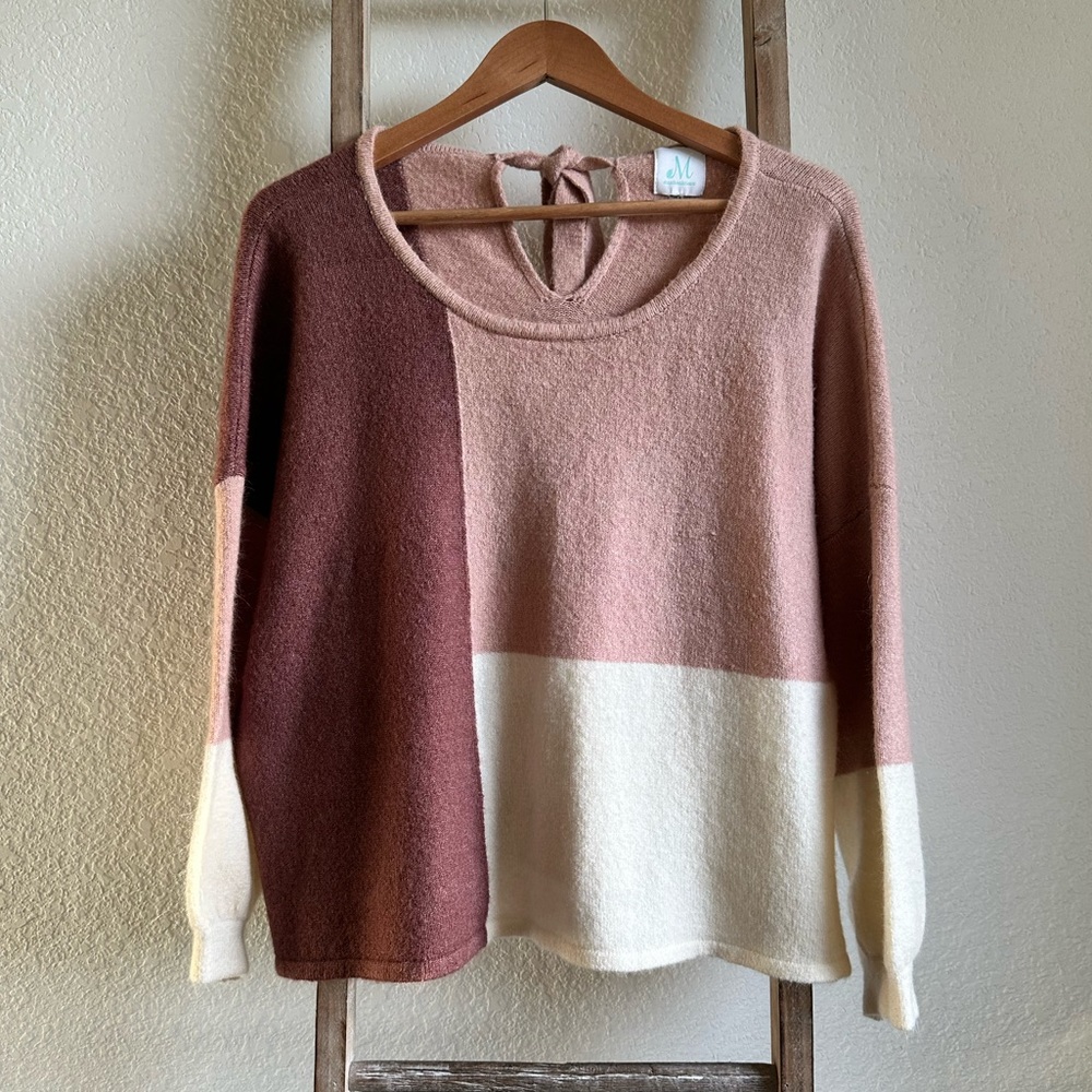 Shop the Mint Over The Top Mauve Pink Colorblock Sweater sz: S/M